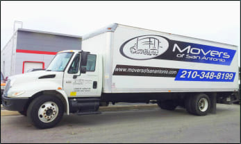 Movers of San Antonio moving truck parked on a street.